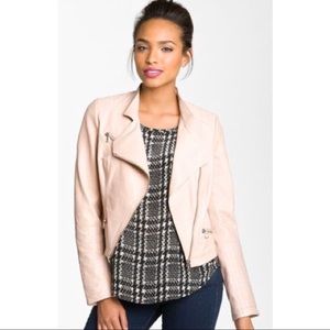 Kenna-T Blush Pink Leather Moto Jacket